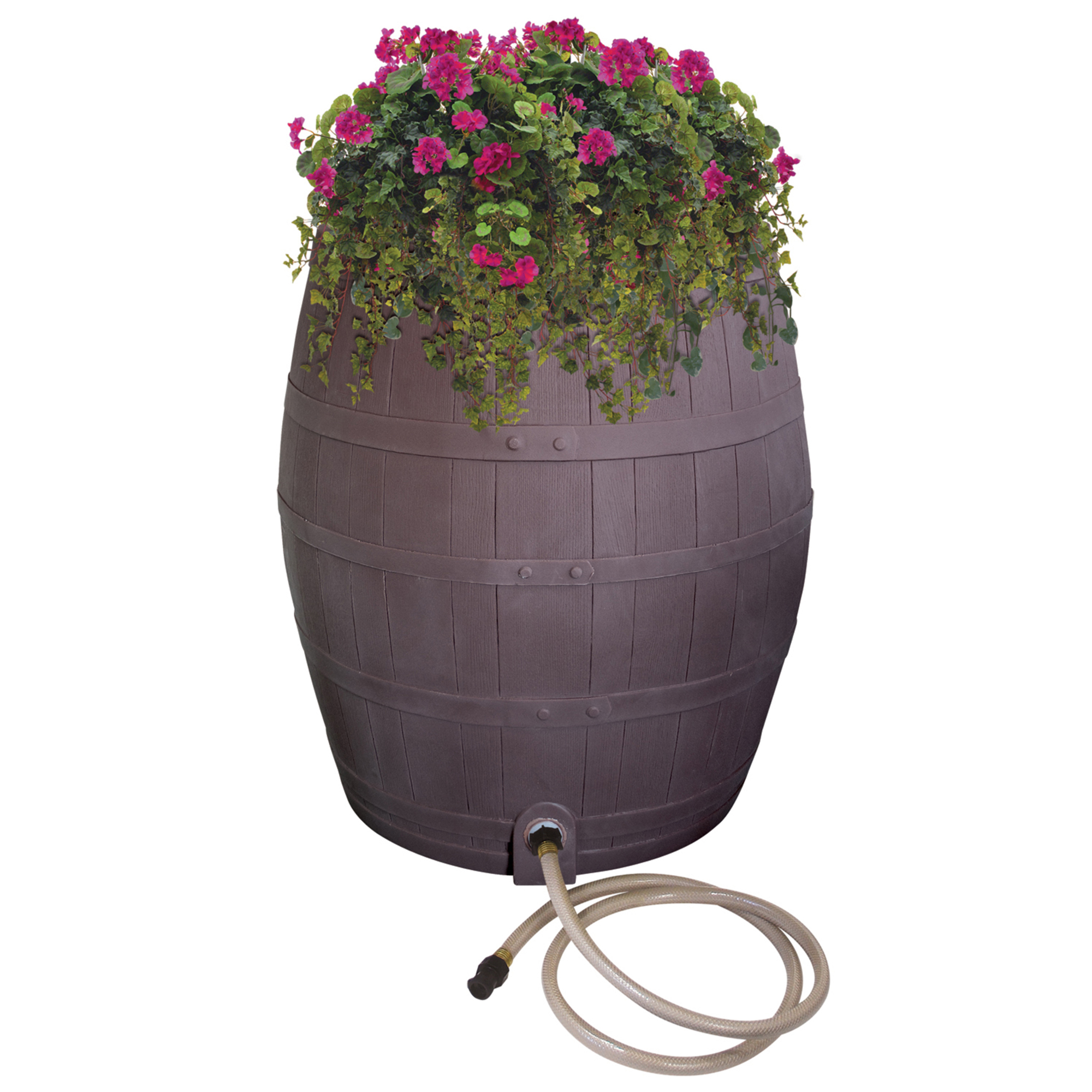 Emsco Group, 50gal Flatback Whiskey Rain Barrel – Brown, Capacity 50 Gal, Material Polyethylene, Model# 2242-1